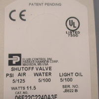 Parker 06F22C2240A3F Solenoid Shutoff Valve Gold Ring 3/8 NPT 11.5W