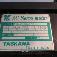 YASKAWA ELECTRIC USAEED20F B2 AC SERVO MOTOR 1.8kW, 1500 RPM, 15A