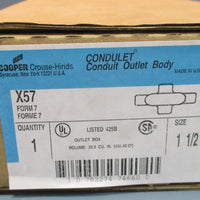 Cooper Crouse Hinds X57 Conduit Body Outlet Box 1-1/2" Ports NIB