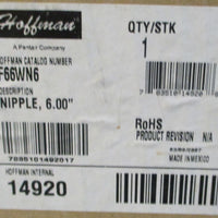 Hoffman F66WN6 Nipple FeedThrough Wireway 6" W x 6" H Wireway x 6" L 14920