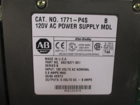 AllenBradley PLC 5 Power Supply 120VAC Input Series B 1771P4S