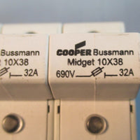 Bussman CHM3 Midget 10X38 Fuse Holders 3 Together 690V 32A Used