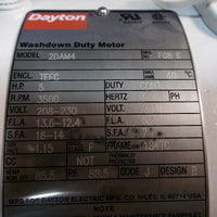 Dayton 2DAM4 5 Hp 460V 3500 RPM Washdown Duty Motor