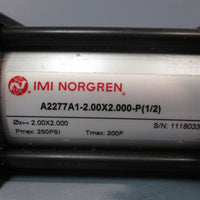 IMI NORGREN PNEUMATIC CYLINDER A2277A12.00X2.000P(1/2) 250PSI 2.00X2.000
