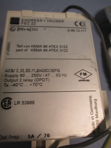 ENDRESS & HAUSER LIMIT SWITCH COMPACT INSERT 90250VAC 2RELAY DPDT FEC22