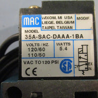 Mac Valves 35ASACDAAA1BA Solenoid Valve 110120V 5060Hz 120 Psi 5.4 W