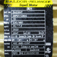 Baldor EM2394T Super E Motor 15 HP, 3520 RPM, 254T Frame, 230/460 Volt