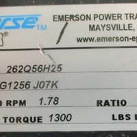 Morse 262Q56H25 Gear Reducer 25:1 Ratio 1.78 HP 1300 lb-in 1-15/16" Bore