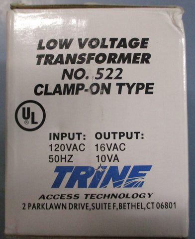(Lot of 4) Trine Low Voltage Transformer No. 522 Clamp-On 120VAC In, 16VAC 10VA