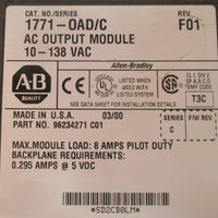 Allen Bradley 1771OAD C Rev. E01 AC Output Module 10  138 VAC Series C Used