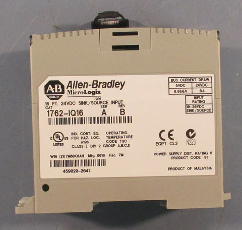 Allen Bradley MicroLogix 1762IQ16 Sink/Source Input Module 16 Point 24VDC Ser A