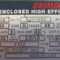 US Motors Unimount 125 Enclosed 1/3 HP High Efficiency Motor Module P55BKP963