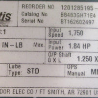 Dodge Quantis BB483GH71E4 Gearbox w/ Baldor 094907 3 Phase Motor 11/4" Shaft Di