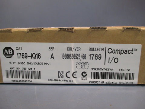 AllenBradley Compact I/O 16PT. Sink Source Input Module Ser. A 1769IQ16