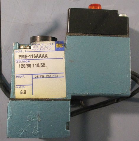 Mac Valves PME116AAAA Solenoid Valve 25150PSI 120V 60Hz 6.8W Lot of 2