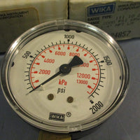 Lot of (3) WIKA Gauge Type 111.10 2 1/2" 2000 psi/Kpa 1/4" NPT 9424857