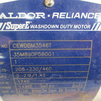 Baldor Reliance CEWDBM3546T Washdown Duty Brake Motor Stearns 75BK2400BQF Brake