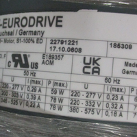 Sew Eurodrive DRN90L4/FF/V Blower Cooled Motor 2 HP 1767 RPM 220/380 Volt