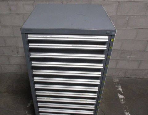Vidmar Style Tool Storage Cabinet 14 Drawer 30 W x 27-3/4 Deep x 59-1/8" Tall
