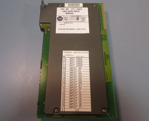 Allen Bradley 1771IAD/C 120V AC/DC Input Module 195MA at 5VDC Used