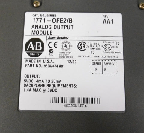 Allen Bradley 1771-OFE2/B Rev. AA1 Analog Output Module