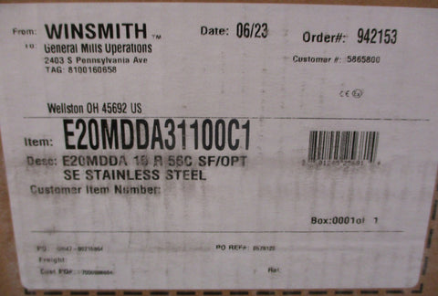 Winsmith E20MDDA31100C1 Angled Speed Reducer Stainless Steel 15:1