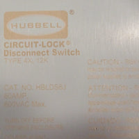Hubbell HBLDS6J CircuitLock Disconnect Switch HBLDS6 Type 4X, 12X 60A 600VAC