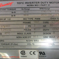 Browning RH2003PE Inverter Duty Motor w/ X12E458N Reducer 11/2" Shaft Dia