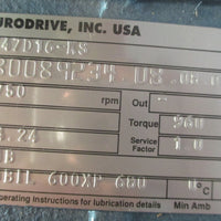 Sew Eurodrive SF47D16KS Gearbox Gear Reducer 14.24:1 Ratio 1750 RPM NWOB