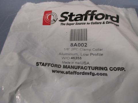 Lot of (2) Stafford TwoPiece ClampType Shaft Collar 1/8" 8A002