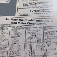 Cutler Hammer A30CGA0 Ac Magnetic Combination Starter w/ Motor Circuit Switch