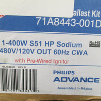 Philips Advance 71A8443001D 400W HP Sodium Ballast Kit W/Prewired Ignitor  New