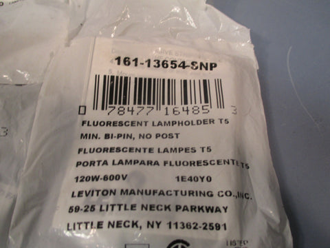 Lot of 6 Leviton Fluorescent Lampholders T5 Min BiPin No Post 16113654SNP