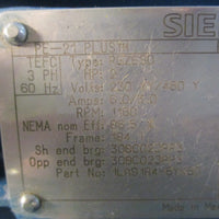 Siemens PE21 Plus 3PH AC Motor RGZESD 1LA91846YK60 230/460V 11/8" Shaft Dia