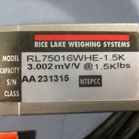 Rice Lake Weighing Systems RL75016WHE1.5K Load Cell 3.002mV/V @ 1.5K lbs