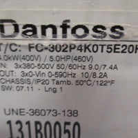 DANFOSS VLT 131B0050 DRIVE 5HP, 4.0kW, FC302P4K0T5E20H1BGXXXXSXXXXAXBXCXXXXDX