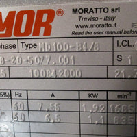 Elmor Moratto MD100B4/8 Electric Motor 1.92 kW, 1.1 kW, 1685 RPM, 220 V