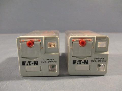 Lot of (2) EATON General-Purpose Relay 240 VAC D3PF2AB