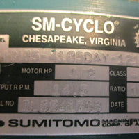 Sumitomo TC-F Gearmotor CNHM05-4105DAY-121 1/2HP 121:1 Ratio 1-1/8" Shaft Dia