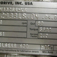 Sew Eurodrive DFV132S4KS Gearmotor R87DV132S4KS 21.51:1 7.5HP 21/8" Shaft