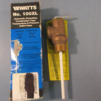 Watts 100XL 3/4" Temperature & Pressure Relief Valve 125 Psi 210 F Max, Bronze