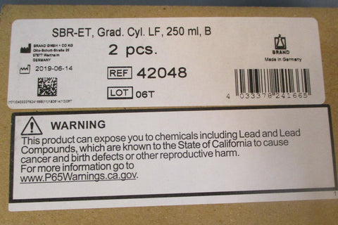 Box 2 Silberbrand 42048 Eterna 250 ml: 5 ml Borosilicate 3.3 Graduated Cylinder