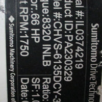 Sumitomo CHVS6135DCY385 Gear Reducer 385:1 Ratio, 0.66 HP Input, 8320 InLb