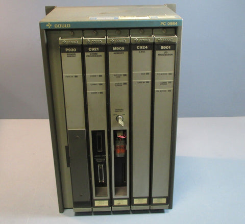 Gould AS-P930-004 PC0984 Programmable Controller AS-984B-164 W/ Cards Used