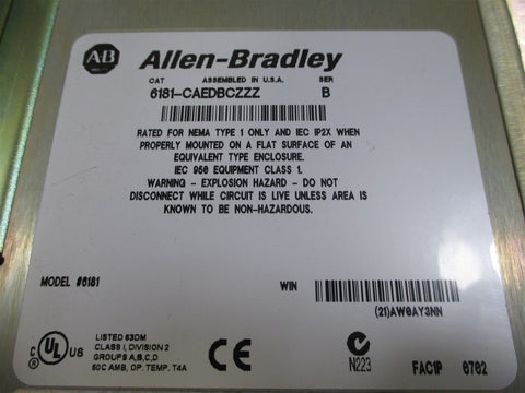 Allen Bradley 6181-CAEDBCZZZ Ser. B Industrial Control System - Used