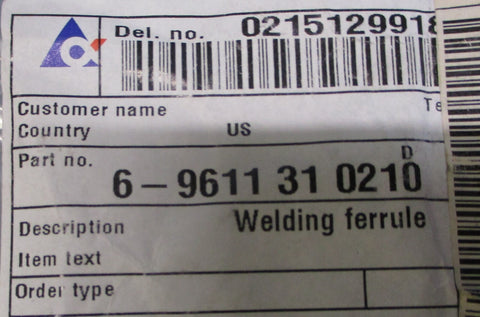 (Lot of 4) Tetra Pak 69611310210 Welding Ferrule 115/16"Bore 7/8"W 21/2"OD