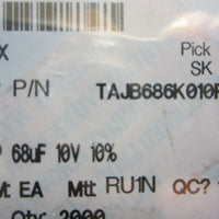 AVX TAJB686K010RNJ Capacitor Tant Solid, 3.5x2.8x1.9mm, 10V, 68uF, reel of 1451