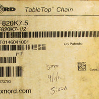 Rexnord LF820K7.5 Tabletop Conveyor Chain 10ft Long 7.5" Wide 1.5" Pitch