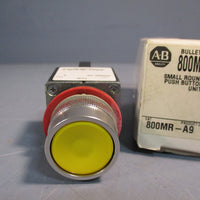 Allen Bradley 800MRA9, Ser A Small Round Push Button Unit Flush Head Yellow Cap
