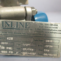 Inline 1/2" Full Port CF3M Sanitary Ball Valve, TFM Seat/Seal, 316L Trim 337F
